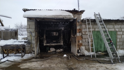Пожар в гараже г. Славгорода