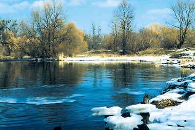 На большинстве рек бассейнов Днепра, Березины, Сожа и Припяти вода находится на пойме