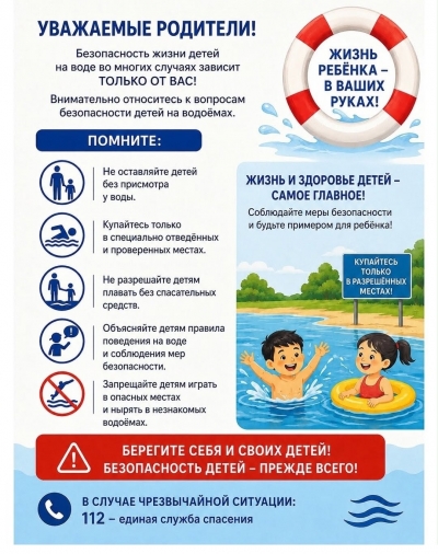 Безопасность детей на водоёмах в летний период 